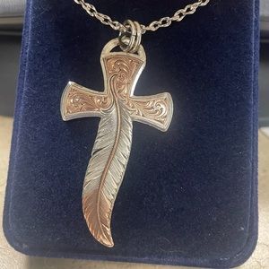 Montana Silversmiths Wind Dancer Feather Cross Necklace